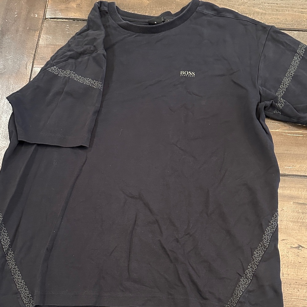 BOSS Men's Dark Tee with Subtle Accents